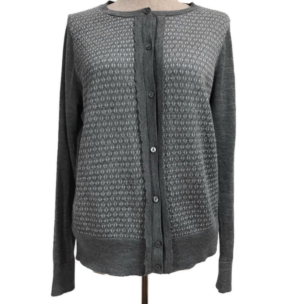 Loft Cardigan Wool Blend Grey Size Large